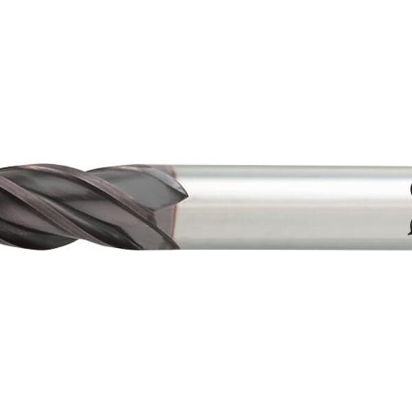 HY-PRO HP441-1378 Center Cutting Performance Regular Length Single End Square End Mill, 3.5 mm Dia Cutter, 12 mm Length of Cut, 4 Flutes, 4 mm Dia Shank, 51 mm OAL, TiAlN