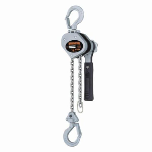 HARRINGTON LX005-10 Mini Lever Chain Hoist, 0.5 ton Load, 10 ft H Lifting, 62 lb Rated, 11 ft L Chain, 29/32 in Hook Opening