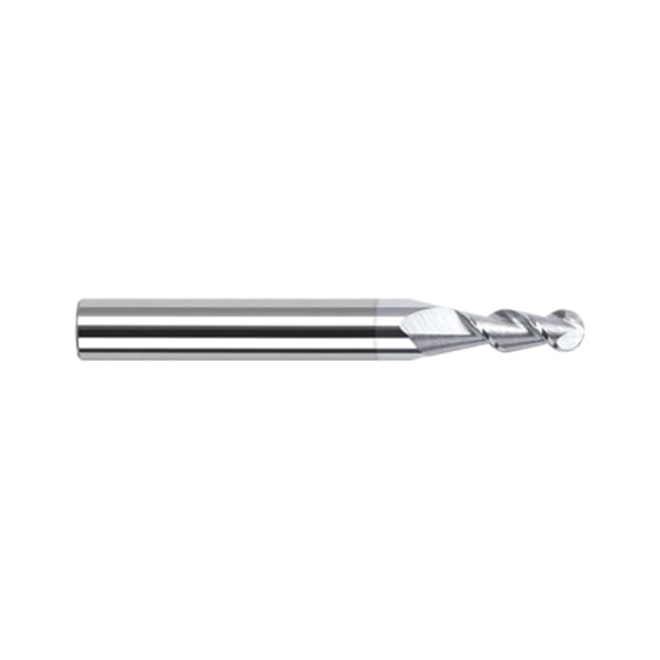 Harvey Tool 27899-C8 Center Cut Imperial Ball End Mill, 0.1 in Dia Cutter, 0.3 in Length of Cut, 2 Flutes, 1/8 in Dia Shank, 1-1/2 in OAL, TiB2 Coated