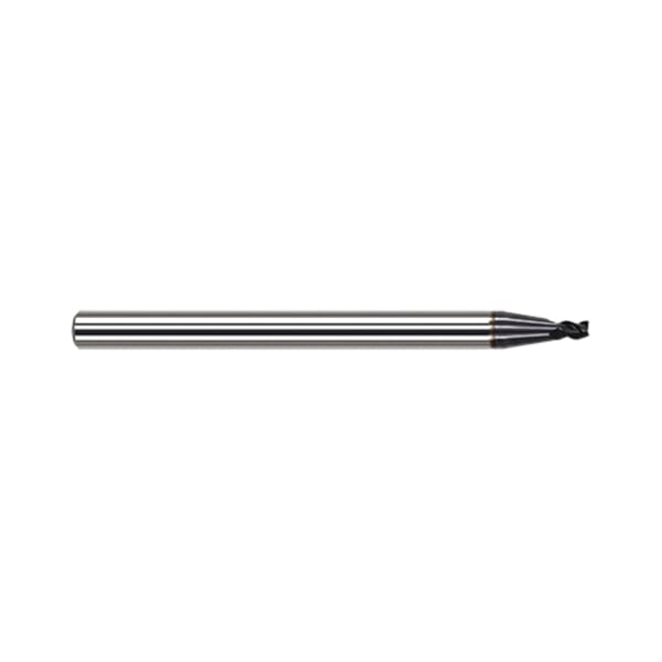 Harvey Tool 52220-C6 Center Cut Imperial Variable Helix Corner Radius End Mill, 0.02 in Dia Cutter, 0.004 in Corner Radius, 0.03 in Length of Cut, 3 Flutes, 1/8 in Dia Shank, 1-1/2 in OAL, AlTiN Nano Coated