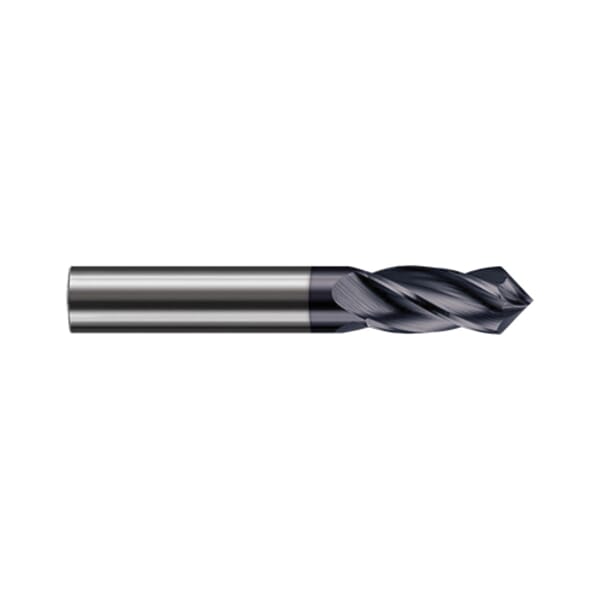 Harvey Tool 865408-C6 Imperial Drill/End Mill, 1/8 in Dia, 120 deg Point, 4 Flutes, 1/2 in L Flute, 1/2 in L of Cut, 1/8 in Dia Shank, 1-1/2 in OAL, AlTiN Nano Coated