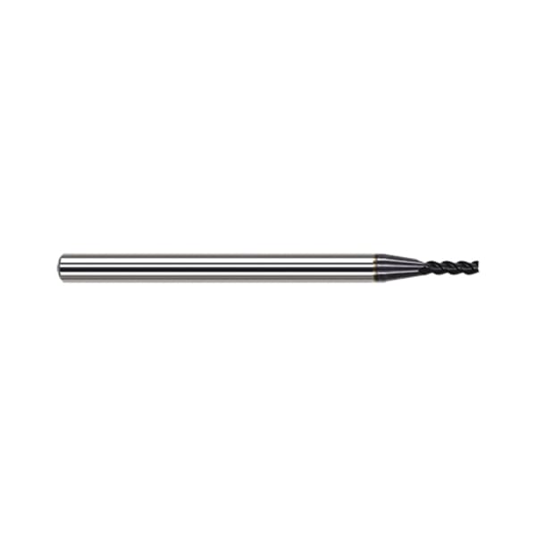 Harvey Tool 943908-C6 Center Cut Imperial Variable Helix Corner Radius End Mill, 1/8 in Dia Cutter, 0.03 in Corner Radius, 3/8 in Length of Cut, 4 Flutes, 1/8 in Dia Shank, 1-1/2 in OAL, AlTiN Nano Coated