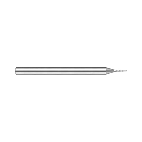 Harvey Tool 991060 Center Cut Imperial Miniature Square Tapered End Mill, 0.06 in Dia Cutter, 0.312 in Length of Cut, 3 Flutes, 1/8 in Dia Shank, 1-1/2 in OAL, Uncoated