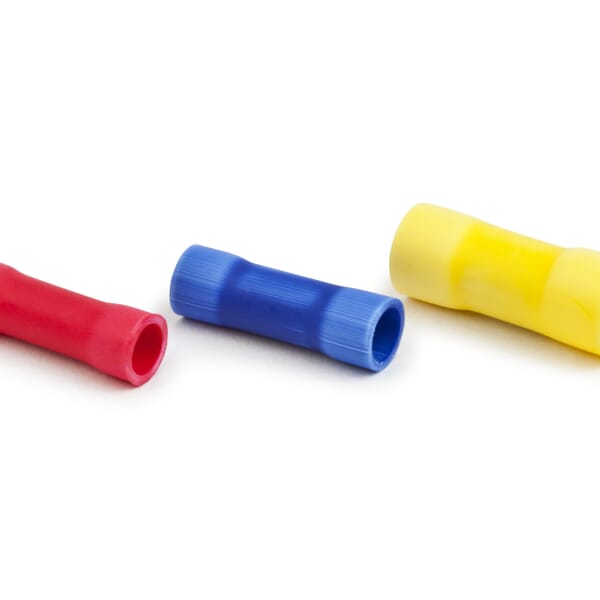 Highland 7000133671 Insulated Terminal, 12 to 10 AWG Conductor, 1.03 in L, Butted Seam Barrel, Vinyl, Yellow