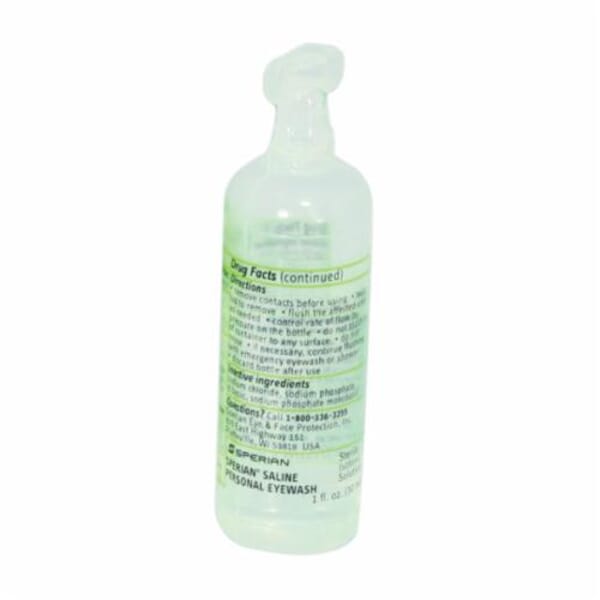 North by Honeywell 020699 Buffered Eyewash Solution With Adhesive Strips, 1 oz Bottle, ANSI Z308.1-2009