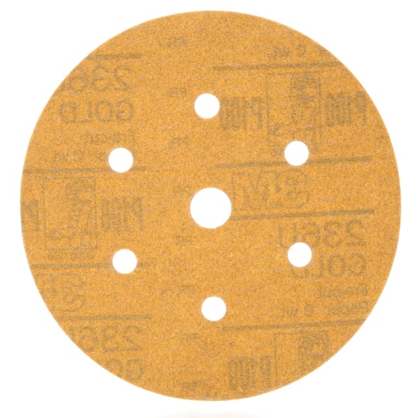 Hookit 7000118768 Dust-Free Paper Disc, 6 in Dia Disc, P100C Grit, Fine Grade, Aluminum Oxide Abrasive, Paper Backing