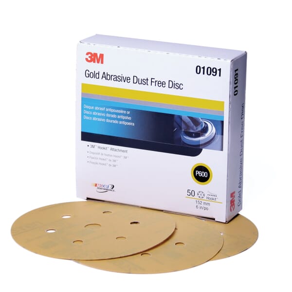 Hookit 7000119736 Dust-Free Paper Disc, 6 in Dia Disc, P600 Grit, Extra Fine Grade, Aluminum Oxide Abrasive, Paper Backing