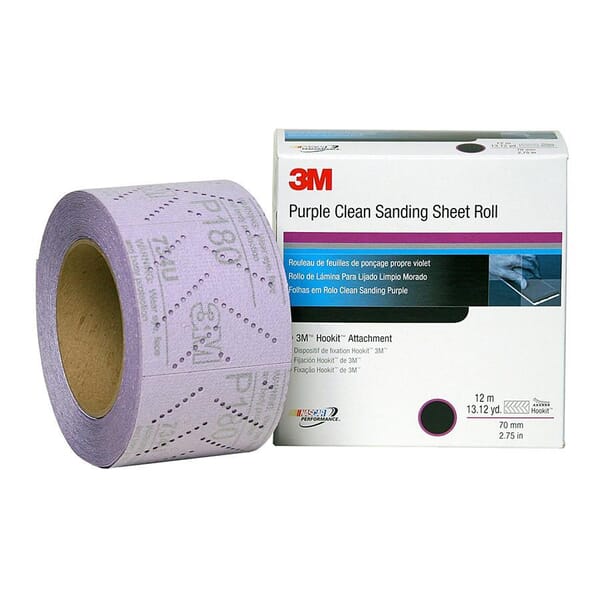 Hookit 7100010877 Sanding Sheet, 12 m L x 70 mm W, P500 Grit, Aluminum Oxide Abrasive, Paper Backing