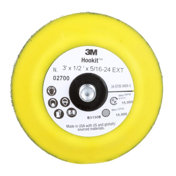 Hookit 7100001985 Tapered Edge Disc Pad, 3 in Dia Pad, Hookit Attachment