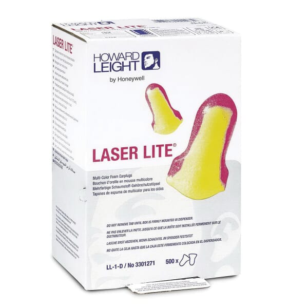 Howard Leight by Honeywell LL-1-D Laser Lite Single Use Earplugs, 32 dB Noise Reduction, T-Shape Shape, 2003/10/EC, 89/686/EEC, ANSI S12.6/1997, ANSI S3.19-1974, EN 352-2:1993, EN-24869-1:1993, Z94.2-1994, Disposable, Uncorded Design
