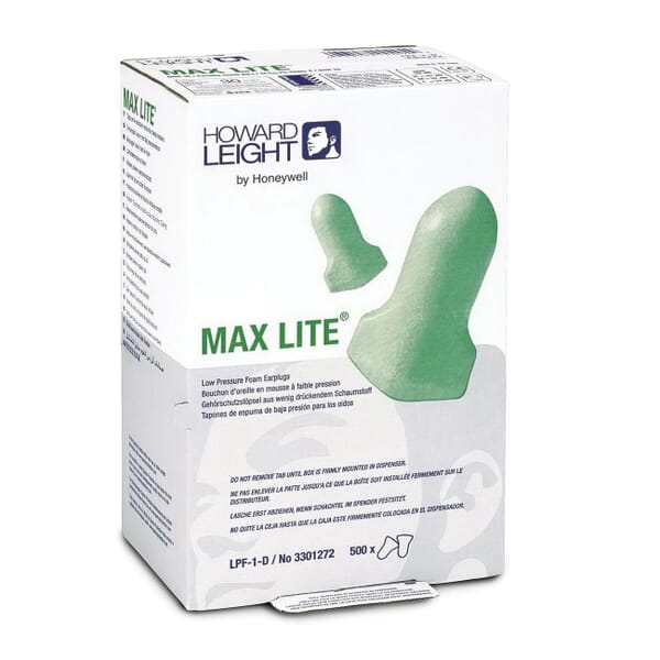 Howard Leight by Honeywell LPF-1-D MAXIMUM LITE Single Use Earplugs, 30 dB Noise Reduction, T-Shape Shape, ANSI S3.19-1974, Disposable, Uncorded Design