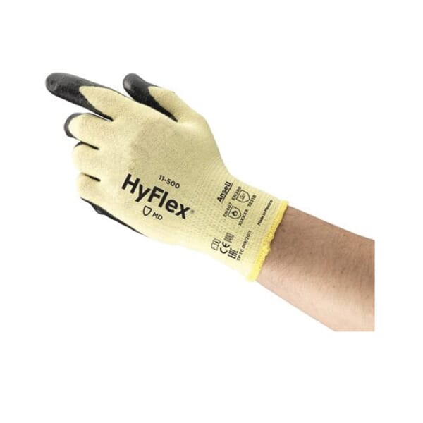 HyFlex Medium Duty Silicone-Free Cut-Resistant Gloves, Foam Nitrile Coating, DuPont Kevlar/Lycra/Nitrile/Nylon, Knit Wrist Cuff, Resists: Abrasion, Cut and Puncture, ANSI Cut-Resistance Level: A2, ANSI Puncture-Resistanceevel: 3
