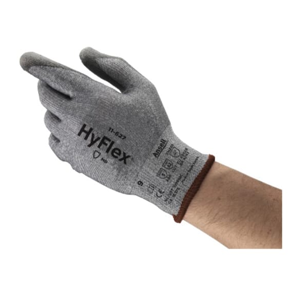 HyFlex Medium Duty Cut-Resistant Gloves, Polyurethane Coating, Dyneema/Lycra, Knit Wrist Cuff, Resists: Abrasion, Cut and Puncture, ANSI Cut-Resistance Level: A2, Right/Left Hand