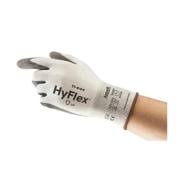 HyFlex 288185 11-644 Medium Duty Cut Resistant Gloves, M, Polyurethane Coating, HPPE, Knit Wrist Cuff, Resists: Abrasion, Cut, Dexterity and Tactility, ANSI Cut-Resistance Level: A2, ANSI Puncture-Resistance Level: 2, Ambidextrous Hand