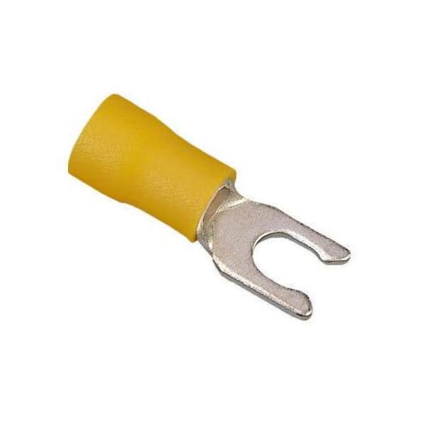 IDEAL 83-7091 Insulated Snap Vinyl Spade Terminal, 12 to 10 AWG, 10 in Stud, Tin Plated Brass