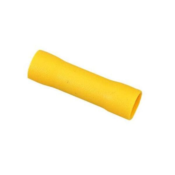 IDEAL 83-9301 Insulated Vinyl Butt Splice, 12 to 10 AWG Conductor, 1.043 in L, Shouldered Barrel, Brass, Yellow