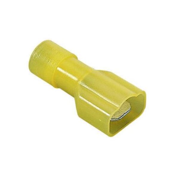 IDEAL 83-9791 Female Disconnect Terminal, 12 to 10 AWG Conductor, 0.25 x 0.032 in Tab, Shouldered Barrel, Brass/Nylon, Yellow