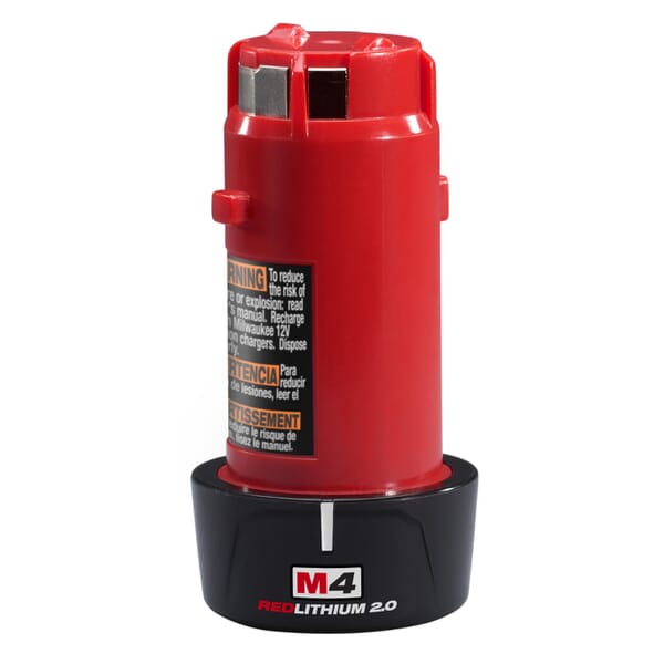 Milwaukee M4 48-11-2001 Battery Pack, 2 Ah Lithium-Ion Battery, 4 VDC Charge, For Use With 34G857 Battery Charger, 34G853 Cordless Screwdriver, 34G854 Cordless Screwdriver Kit and 34G855 Cordless Screwdriver Kit