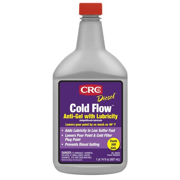 CRC 05632 Diesel Cold Flow Flammable Premium Anti-Gel With Lubricity, 1 qt Can, Liquid Form, Amber, Xylene, Petroleum Naphtha, Ethylbenzene Tetramethylbenzene, Naphthalene