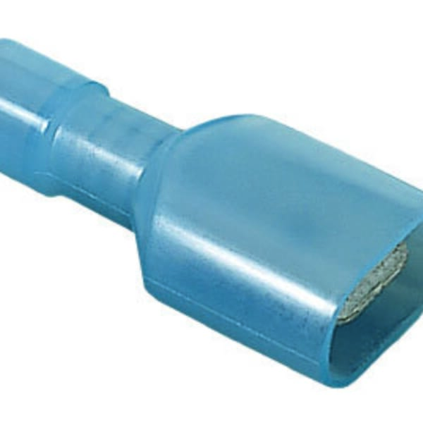 IDEAL 83-9921 Fully Insulated Vinyl Male Disconnect Terminal, 16 to 14 AWG Conductor, 0.25 x 0.32 in Tab, Shouldered Barrel, Brass/Nylon, Blue