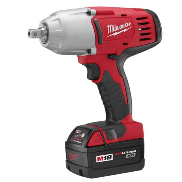 Milwaukee M18 2662-22 High Torque Cordless Impact Wrench Kit With Pin Detent, 1/2 in Square Drive, 0 to 2200 bpm, 450 ft-lb Torque, 18 VDC, 8-7/8 in OAL