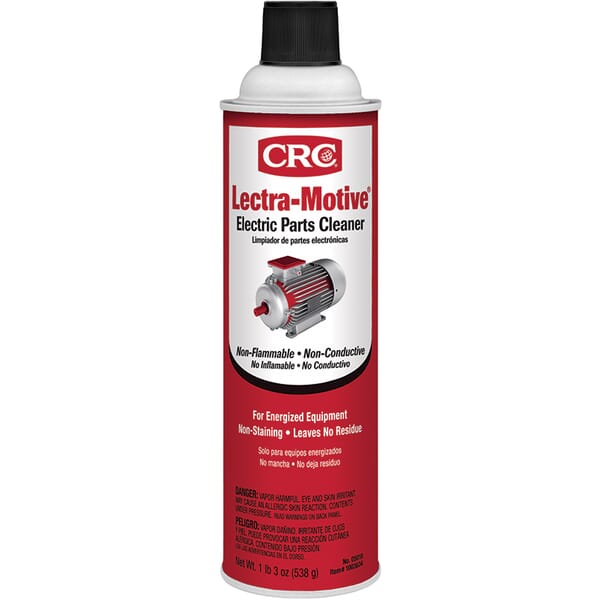 CRC 05018 Lectra-Motive Chlorinated Non-Flammable Electrical Parts Cleaner, 20 oz Aerosol Can, Liquid, Clear, High