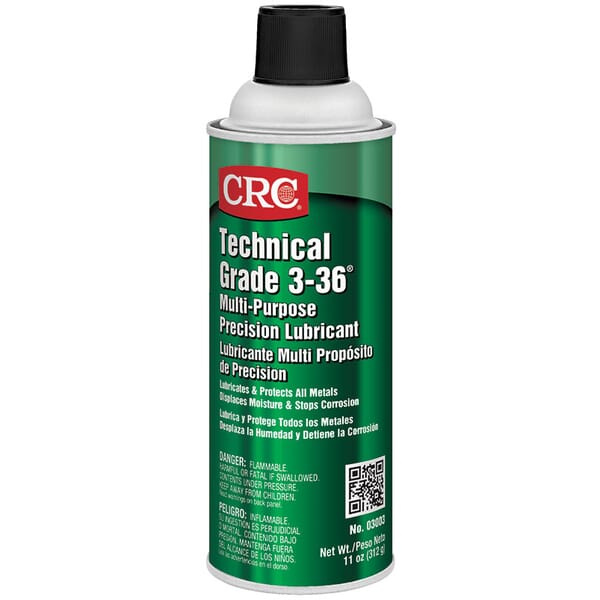 CRC 03003 3-36 Flammable Thin Non-Drying Multi-Purpose Precision Lubricant, 16 oz Aerosol Can, Liquid Form, Amber, 0.82