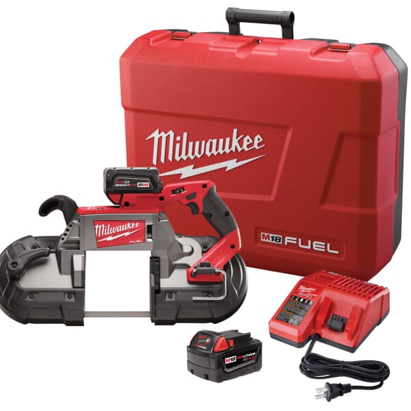 Milwaukee M18 FUEL 2729-22 Cordless Band Saw Kit, 5 in Cutting, 44.875 in L x 0.5 in W x 0.02 in THK Blade, 18 VDC, 5 Ah Lithium-Ion Battery