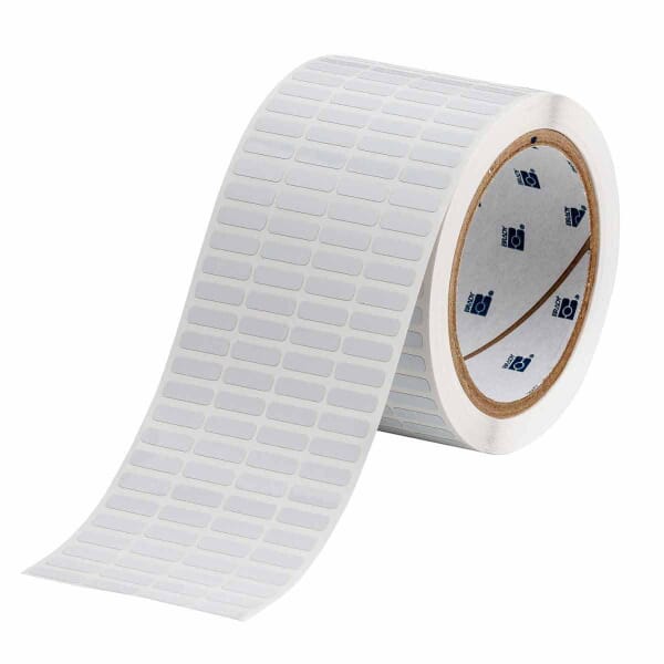 Brady UltraTemp THT-14-727-10 High Temperature Rectangular Component Label, 0.2 in L x 0.65 in W, Blank Legend, White, B-727 Polyimide
