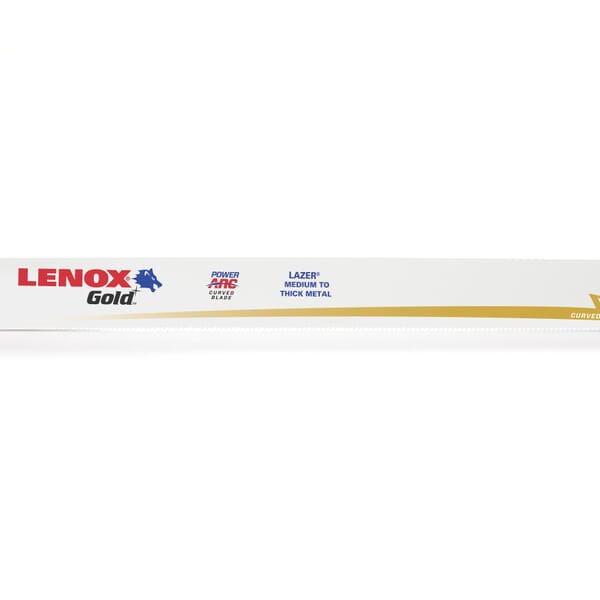 Lenox Gold Lazer 2110112114GR Power Arc Curved Reciprocating Saw Blade, 12 in L x 1 in W, 14 TPI, Steel Body, Universal/Toothed Edge Tang