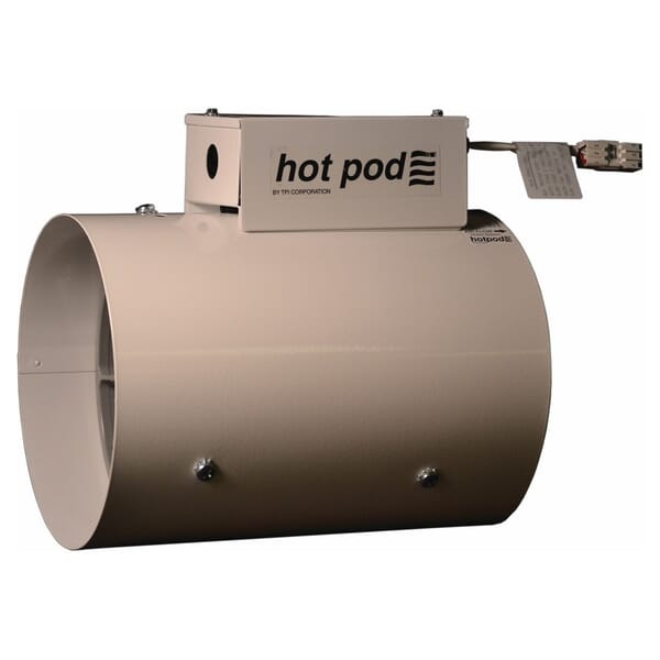 TPI Hotpod HP814401202CT 1-Phase Supplemental Duct Heating System With Cordset, 120 VAC, 12.6 A, 8 in Duct, 210 cfm, Steel, Domestic