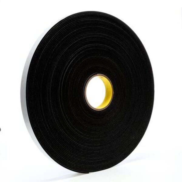 3M 7000047497 4508 Single Coated Tape, 33 m L x 114 mm W, 125 mil THK, Acrylic Adhesive, Vinyl Foam Backing, Black