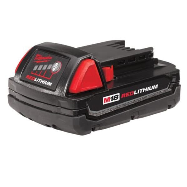Milwaukee M18 REDLITHIUM 48-11-1815 Compact Rechargeable Cordless Battery Pack, 1.5 Ah Lithium-Ion Battery, 18 VDC Charge, For Use With M18 Cordless Power Tool