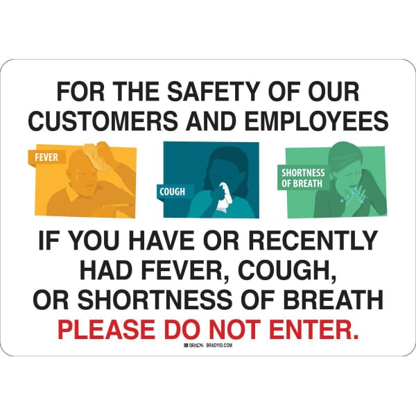 Brady 170175 Rectangle Symptoms Sign, Image/Text, B-401 Polystyrene, Corner Holes Mount, 10 in H x 14 in W, Multi-Color on White, English