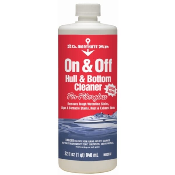 MaryKate MK2032 Non-Flammable ON/OFF Water Based Hull/Bottom Cleaner, 1 qt Bottle, Strong Acid Odor/Scent, White, Emulsion Form