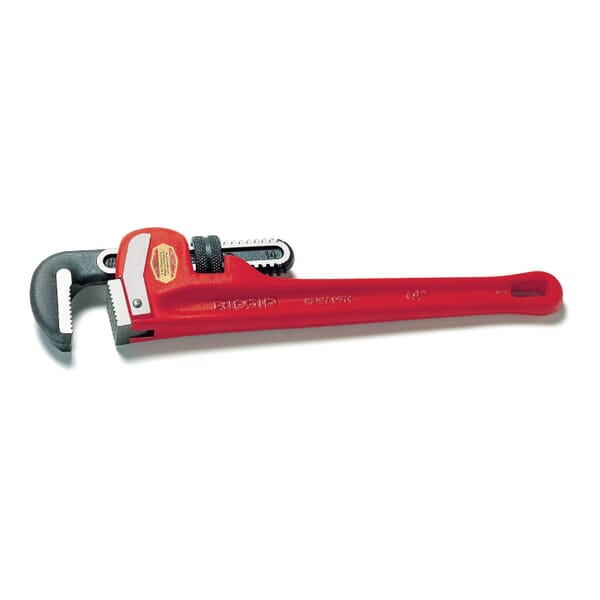 RIDGID 31010 Heavy Duty Straight Pipe Wrench, 1-1/2 in Pipe, 10 in OAL, Serrated Jaw, Cast Iron Handle