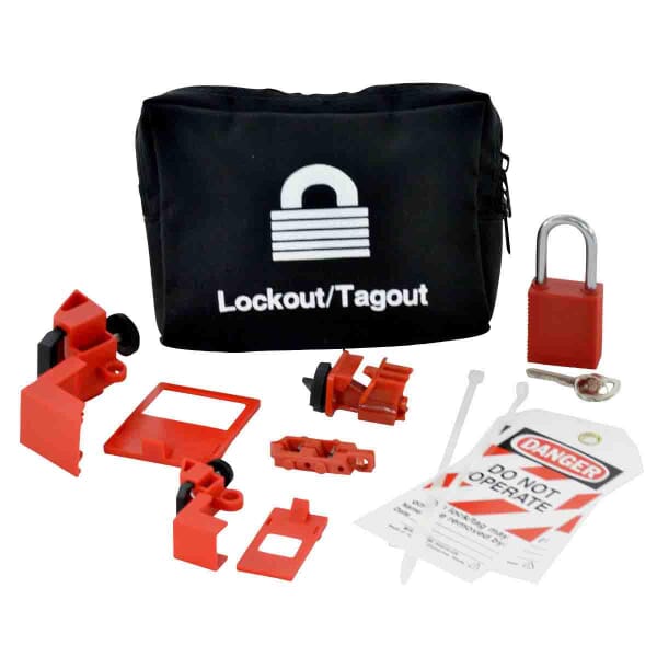 Brady 95538 Breaker Pouch Lockout Kit, 8 Pieces, 1 Padlocks, 6 in H x 7 in W x 2 in D, Language: English