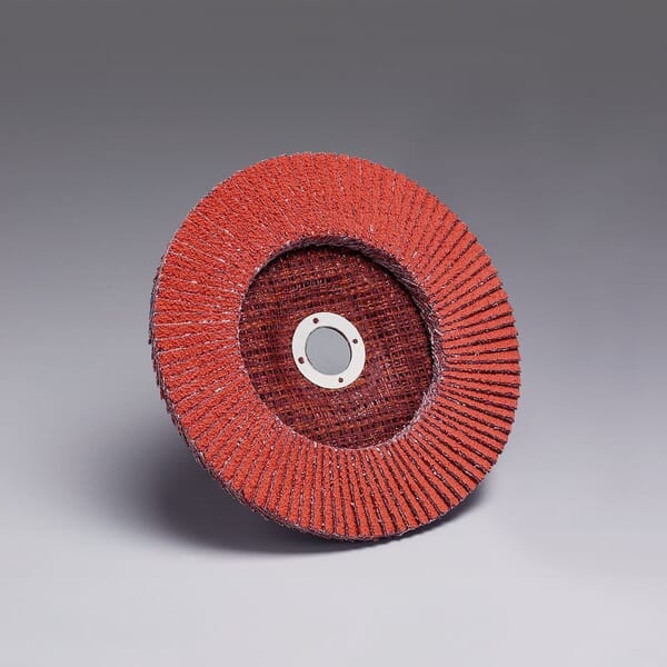 3M 7000028346 747D Type 27 Flap Disc, 4-1/2 in Dia Disc, 7/8 in Center Hole, P120 Grit, Fine Grade, Ceramic Abrasive, Type 27 Disc