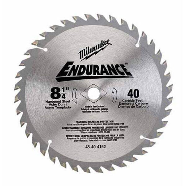Milwaukee 48-40-4152 Endurance Combination Thin kerf Circular Saw Blade With Diamond Knockout, 8-1/4 in Dia x 0.051 in THK, 5/8 in Arbor, Alloy Steel Blade, 40 Teeth