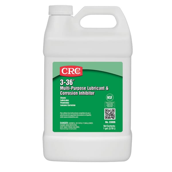 CRC 03006 3-36 Multi-Purpose Non-Drying Non-Flammable Lubricant and Corrosion Inhibitor, 1 gal Bottle, Liquid Form, Blue/Clear/Green, 0.827