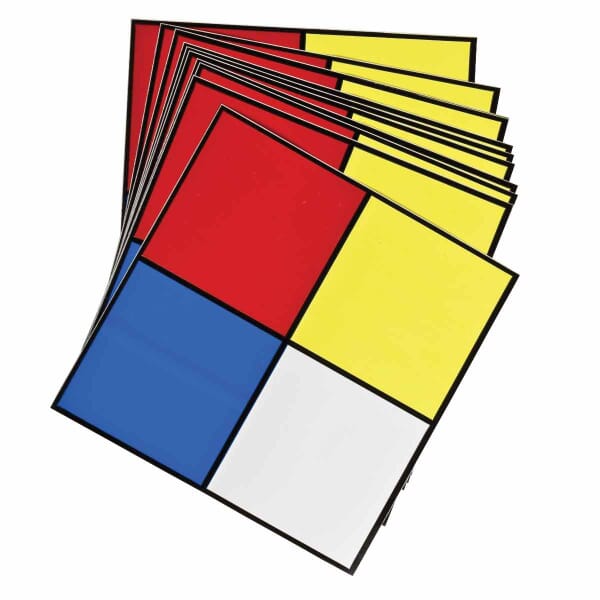 Brady 58501 Outdoor Grade NFPA Placard Label, (NFPA diamond) Legend, Black/Blue/Red/Yellow on White, 5 in H, B-946 Vinyl, Adhesive Mount