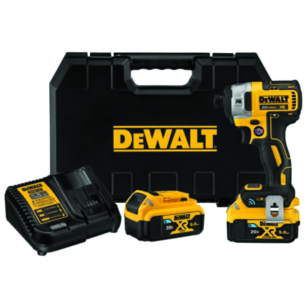 DeWALT 20V MAX* Tool Connect DCF888P2BT XR Brushless Cordless Impact Driver Kit, 1/4 in Straight Drive, 3800 bpm, 1825 in-lb Torque, 20 VDC, 5.3 in OAL