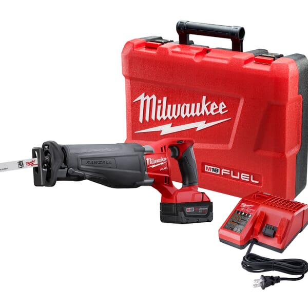Milwaukee M18 FUEL SAWZALL 2720-21 Adjustable Shoe Cordless Reciprocating Saw Kit, 1-1/8 in L Stroke, 0 to 3000 spm, Straight Stroke, 18 VDC, 18-1/2 in OAL