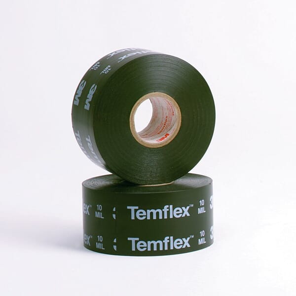 Temflex 7000005813 1100 Corrosion Protection Tape, 100 ft L x 2 in W, 10 mil THK, Rubber Resin Adhesive, PVC Backing, Black