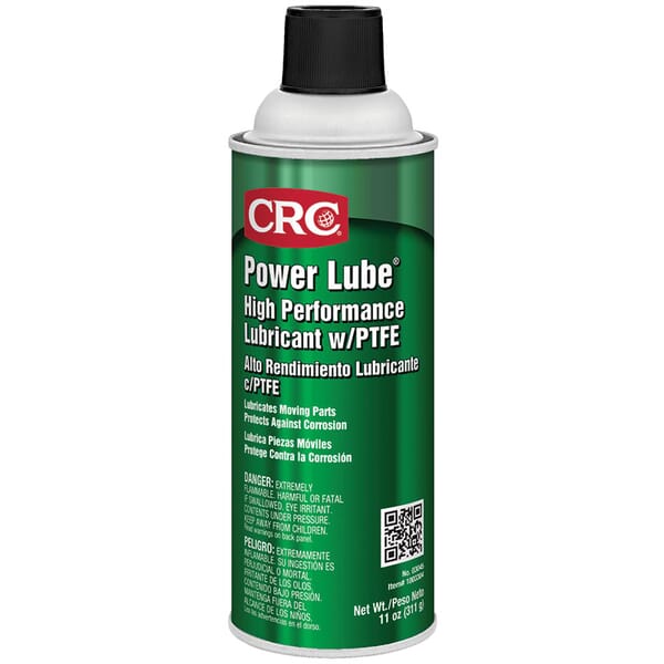 CRC 03045 Power Lube Extremely Flammable High Performance Industrial Lubricant, 16 oz Aerosol Can, Liquid Form, Light Amber/White Precipitate, 0.81