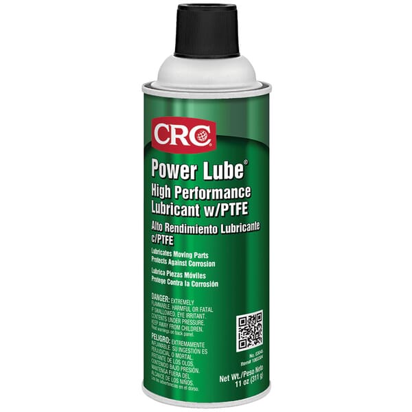 CRC 03045 Power Lube Extremely Flammable High Performance Industrial Lubricant, 16 oz Aerosol Can, Liquid Form, Light Amber/White Precipitate, 0.81
