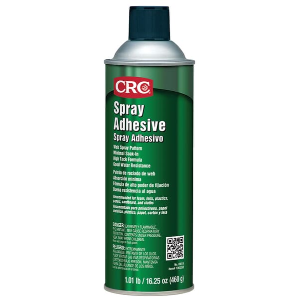 CRC 03018 Trans-Kleen Extremely Flammable Spray Adhesive, 24 oz Aerosol Can, White, 130 deg F