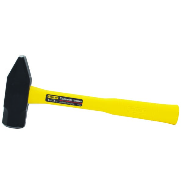 Stanley 56-220 Blacksmith Hammer, 13-3/8 in OAL, 4 lb Alloy Steel Head, Fiberglass Handle