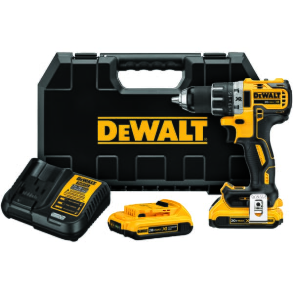 DeWALT 20V MAX* MATRIX DCD791D2 XR Compact Lightweight Cordless Drill/Driver Kit, 1/2 in Chuck, 20 VDC, 0 to 550/0 to 2000 rpm No-Load, 6.9 in OAL, Lithium-Ion/Integrated Battery