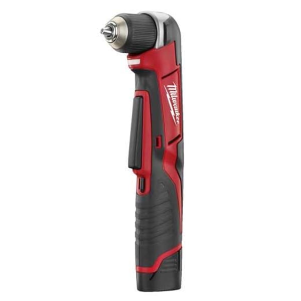 Milwaukee 2415-21 Cordless Right Angle Drill/Driver Kit, 3/8 in Keyless/Single Sleeve Chuck, 12 VDC, 100 in-lb Torque, 0 to 800 rpm No-Load, 11-3/4 in OAL, Lithium-Ion Battery